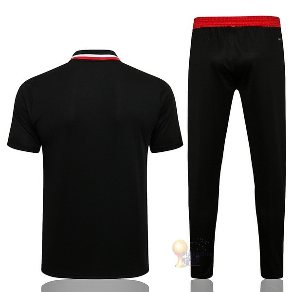 Calcio Maglie Set Completo Polo Manchester United 2021 2022 Nero Rosso
