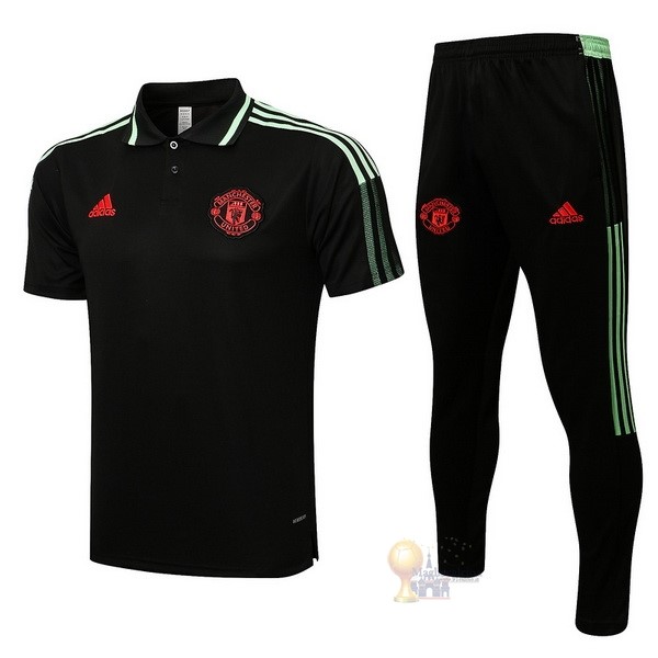 Calcio Maglie Set Completo Polo Manchester United 2021 2022 Nero Verde