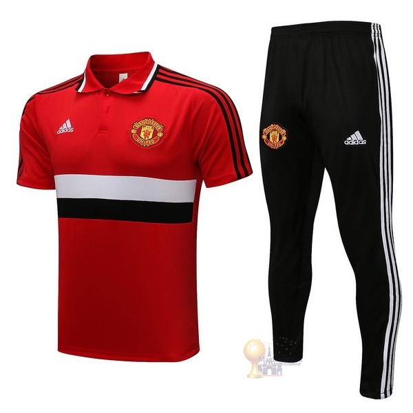Calcio Maglie Set Completo Polo Manchester United 2021 2022 Rosso Bianco Nero