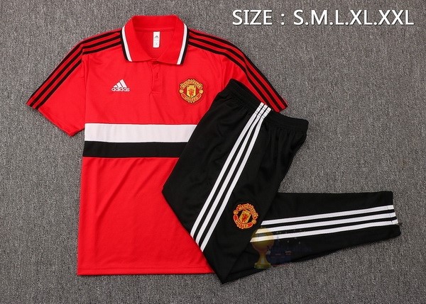 Calcio Maglie Set Completo Polo Manchester United 2021 2022 Rosso Bianco Nero