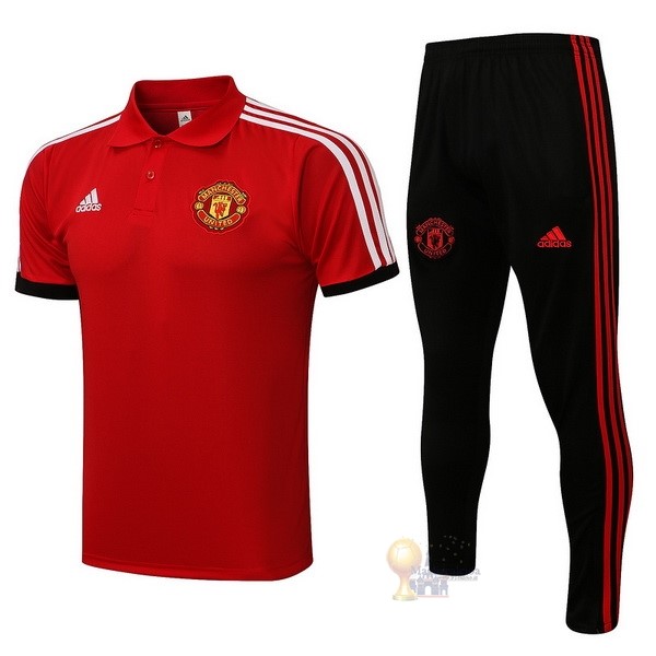 Calcio Maglie Set Completo Polo Manchester United 2021 2022 Rosso II Nero