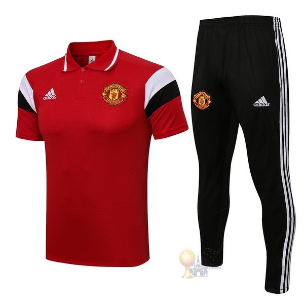 Calcio Maglie Set Completo Polo Manchester United 2021 2022 Rosso Nero Bianco