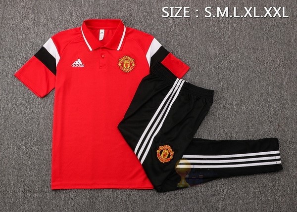 Calcio Maglie Set Completo Polo Manchester United 2021 2022 Rosso Nero