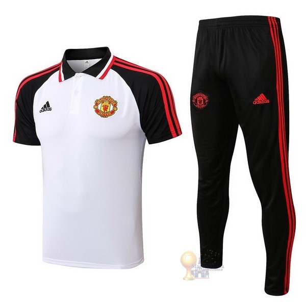 Calcio Maglie Set Completo Polo Manchester United 2022 2023 Bianco Nero Rosso