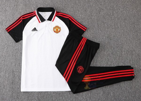 Calcio Maglie Set Completo Polo Manchester United 2022 2023 Bianco Nero Rosso