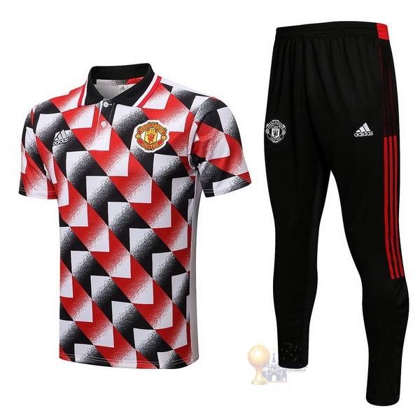 Calcio Maglie Set Completo Polo Manchester United 2022 2023 Rosso Bianco Nero
