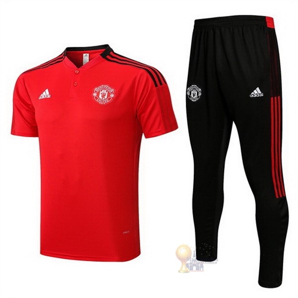 Calcio Maglie Set Completo Polo Manchester United 2022 2023 Rosso Nero
