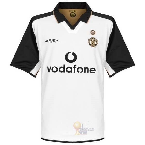 Calcio Maglie Away Maglia Manchester United Retro 01 02 Bianco