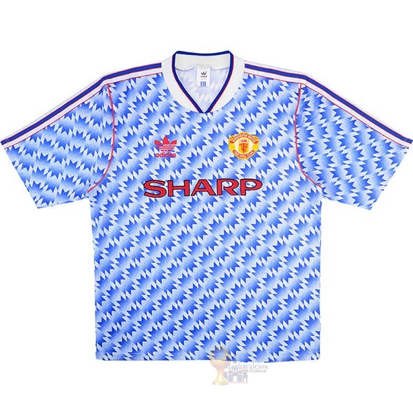 Calcio Maglie Away Maglia Manchester United Retro 1990 1992 Blu