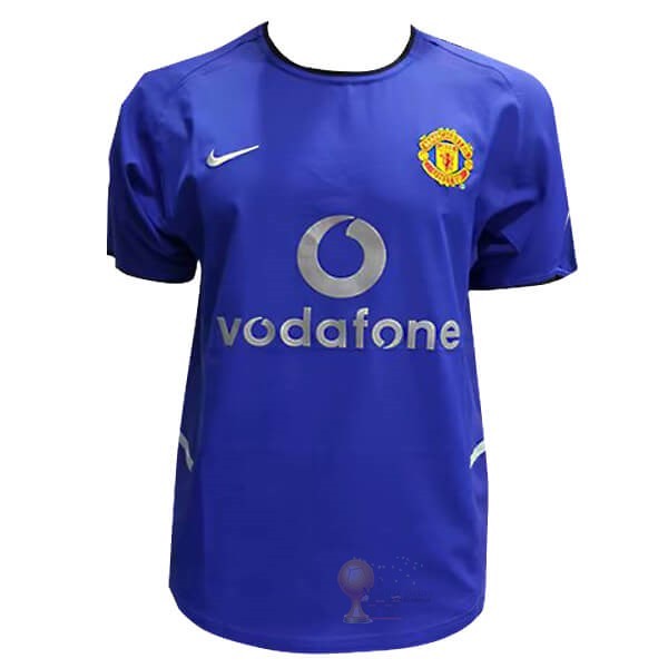 Calcio Maglie Away Maglia Manchester United Retro 2002 2003 Blu