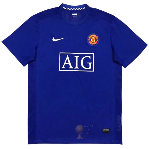 Calcio Maglie Away Maglia Manchester United Retro 2007 2008 Blu