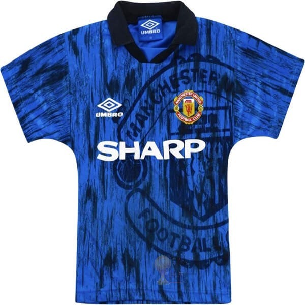 Calcio Maglie Away Maglia Manchester United Retro 92 93 Blu Navy