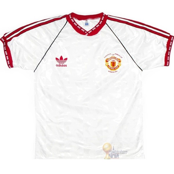 Calcio Maglie Away Maglia Manchester United Stile rétro 1991 Bianco
