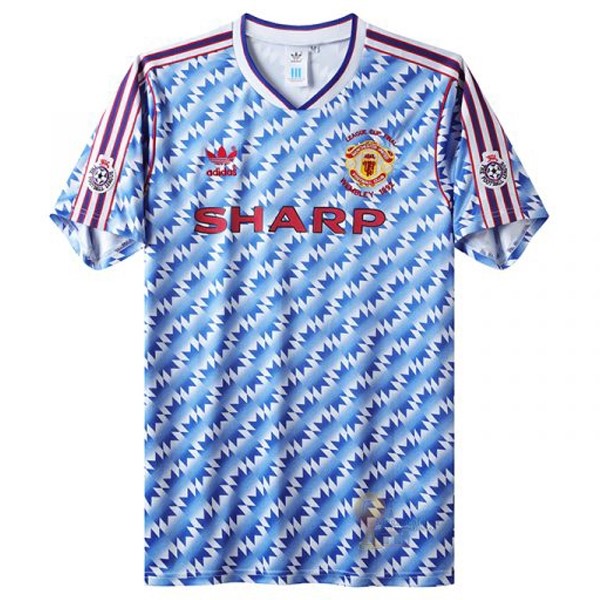 Calcio Maglie Away Maglia Manchester United Stile rétro 1992 Blu