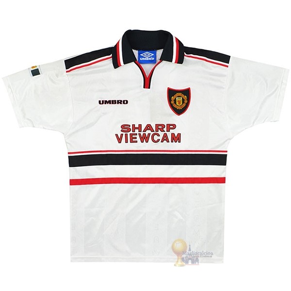Calcio Maglie Away Maglia Manchester United Stile rétro 1998 1999 Bianco