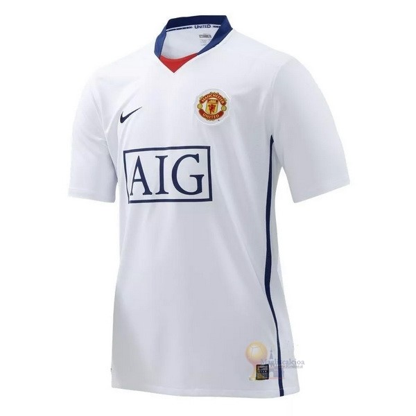 Calcio Maglie Away Maglia Manchester United Stile rétro 2008 2009 Bianco