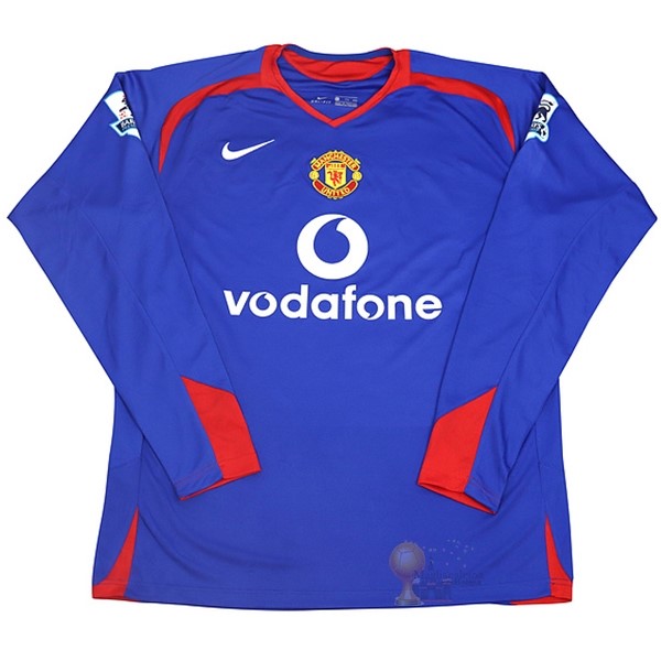 Calcio Maglie Away Maglia Manica lunga Manchester United Stile rétro 2005 2006 Blu