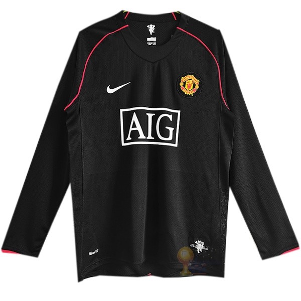 Calcio Maglie Away Maglia Manica lunga Manchester United Stile rétro 2007 2008 Nero