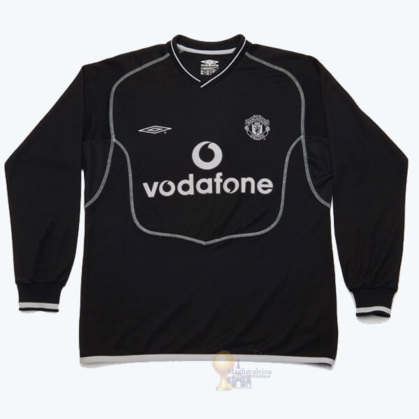 Calcio Maglie Away Manica lunga Manchester United Retro 2000 2002 Nero
