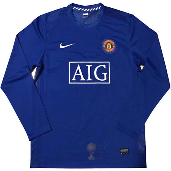 Calcio Maglie Away Manica lunga Manchester United Retro 2007 2008 Blu