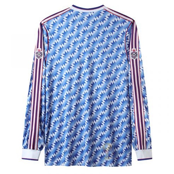 Calcio Maglie Away Manica lunga Manchester United Stile rétro 1992 Blu