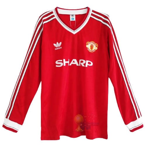 Calcio Maglie Casa Manga Larga Manchester United Retro 1986 Rosso
