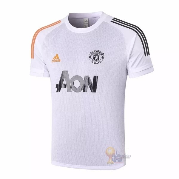 Calcio Maglie Formazione Manchester United 2020 2021 Bianco Arancione Nero
