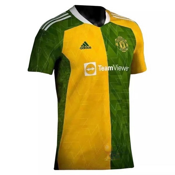 Calcio Maglie Formazione Manchester United 2021 2022 Verde Giallo