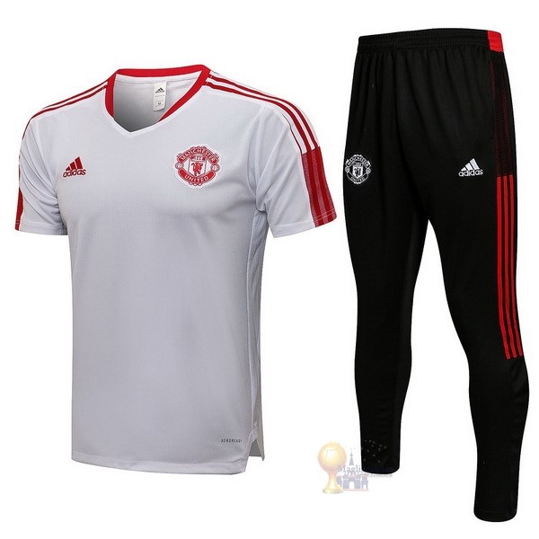 Calcio Maglie Formazione Set Completo Manchester United 2021 2022 Bianco Nero