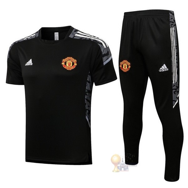 Calcio Maglie Formazione Set Completo Manchester United 2021 2022 Nero Bianco