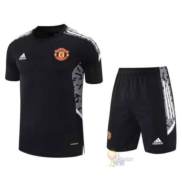 Calcio Maglie Formazione Set Completo Manchester United 2021 2022 Nero Grigio