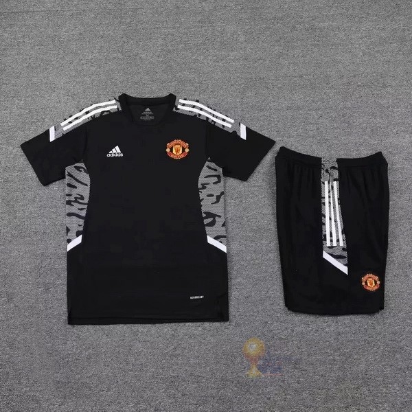 Calcio Maglie Formazione Set Completo Manchester United 2021 2022 Nero Grigio