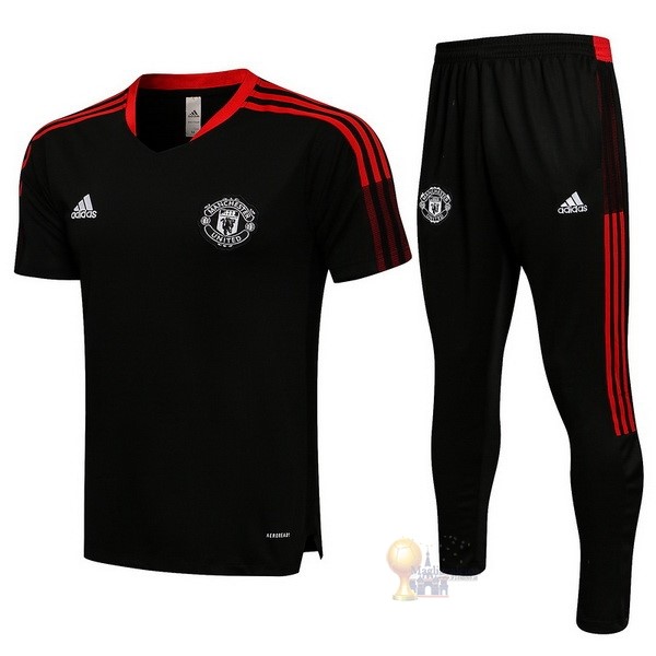 Calcio Maglie Formazione Set Completo Manchester United 2021 2022 Nero Rosso