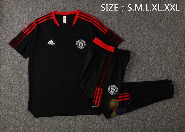 Calcio Maglie Formazione Set Completo Manchester United 2021 2022 Nero Rosso