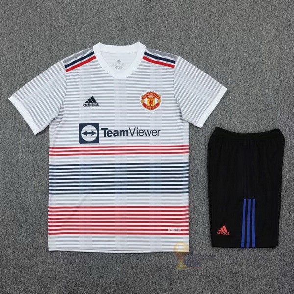 Calcio Maglie Formazione Set Completo Manchester United 2022 2023 Bianco Nero