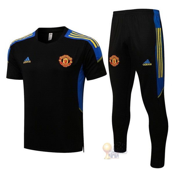 Calcio Maglie Formazione Set Completo Manchester United 2022 2023 Nero Blu Giallo