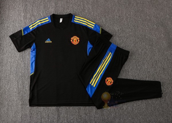 Calcio Maglie Formazione Set Completo Manchester United 2022 2023 Nero Blu Giallo