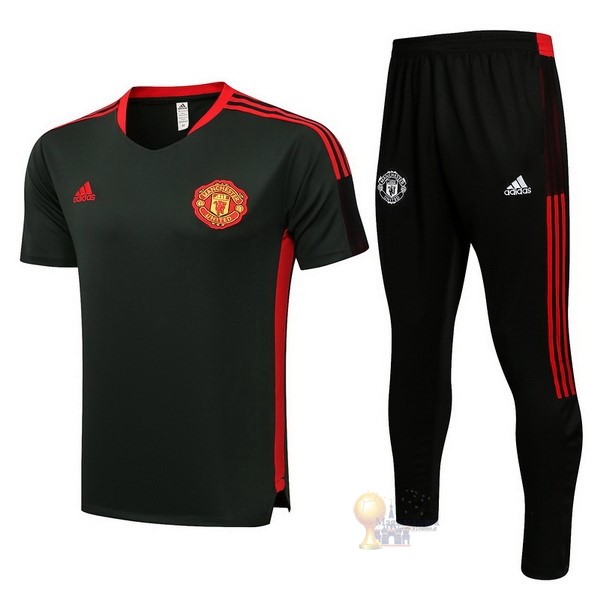 Calcio Maglie Formazione Set Completo Manchester United 2022 2023 Nero Rosso