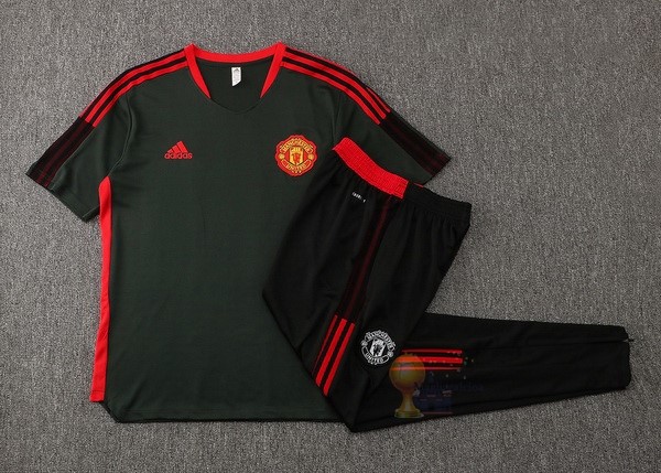 Calcio Maglie Formazione Set Completo Manchester United 2022 2023 Nero Rosso