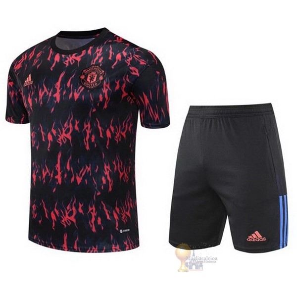 Calcio Maglie Formazione Set Completo Manchester United 2022 2023 Rosso I Nero