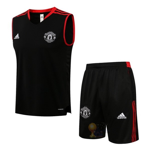Calcio Maglie Formazione Sin Mangas Set Completo Manchester United 2021 2022 Nero Rosso