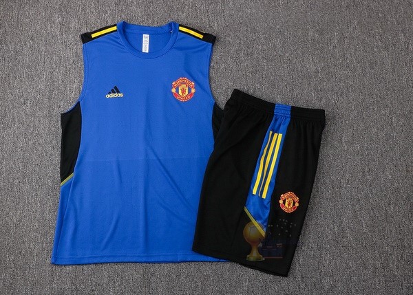 Calcio Maglie Formazione Sin Mangas Set Completo Manchester United 2022 2023 Blu Nero