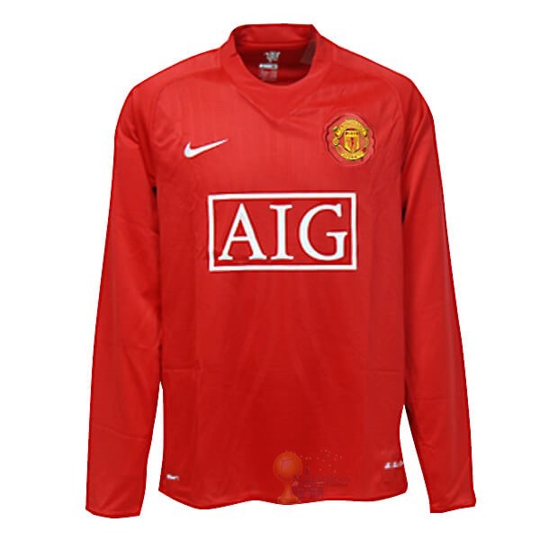 Calcio Maglie Home Manica lunga Manchester United Retro 2007 2008 Rosso