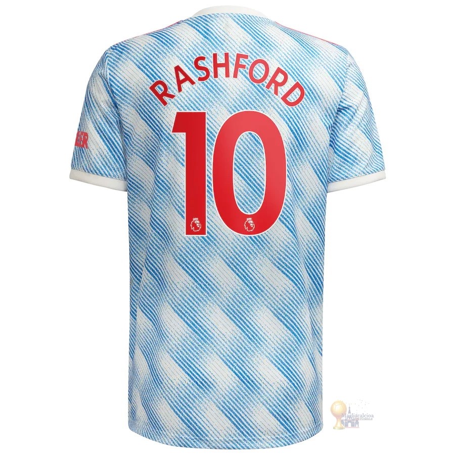 Calcio Maglie NO.10 Rashford Away Maglia Manchester United 2021 2022 Blu