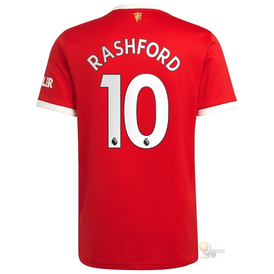 Calcio Maglie NO.10 Rashford Home Maglia Manchester United 2021 2022 Rosso