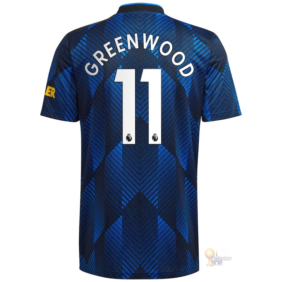 Calcio Maglie NO.11 Greenwood Terza Maglia Manchester United 2021 2022 Blu