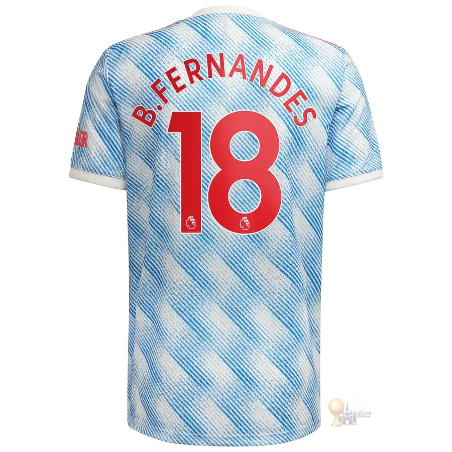 Calcio Maglie NO.18 B. Fernandes Away Maglia Manchester United 2021 2022 Blu