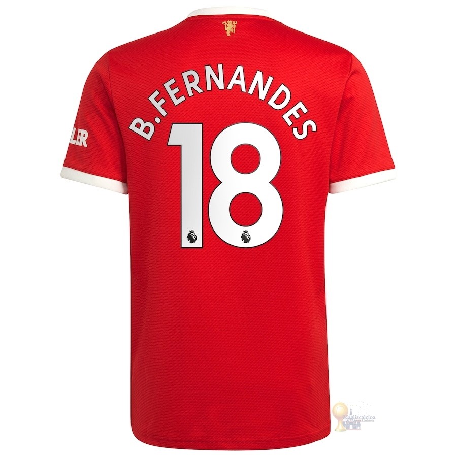 Calcio Maglie NO.18 B. Fernandes Home Maglia Manchester United 2021 2022 Rosso