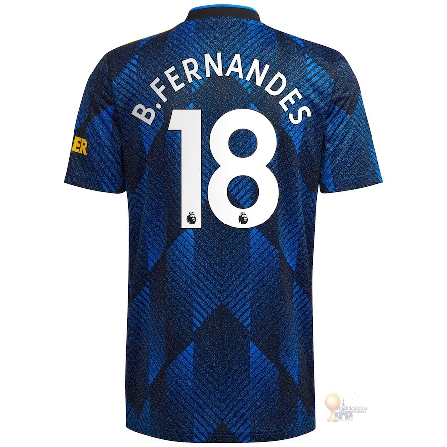 Calcio Maglie NO.18 B. Fernandes Terza Maglia Manchester United 2021 2022 Blu