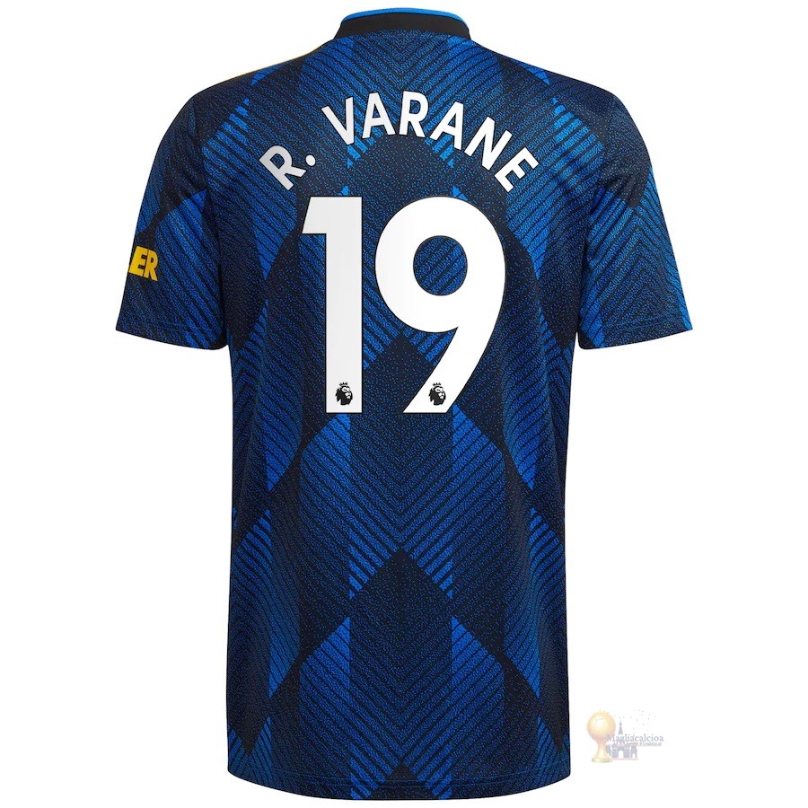 Calcio Maglie NO.19 R. Varane Terza Maglia Manchester United 2021 2022 Blu